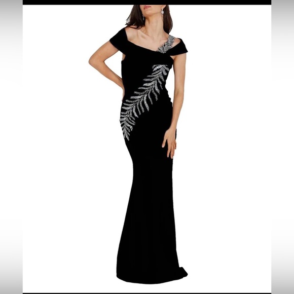 TERANI COUTURE LEAF RHINESTONE GOWN - Picture 4 of 9